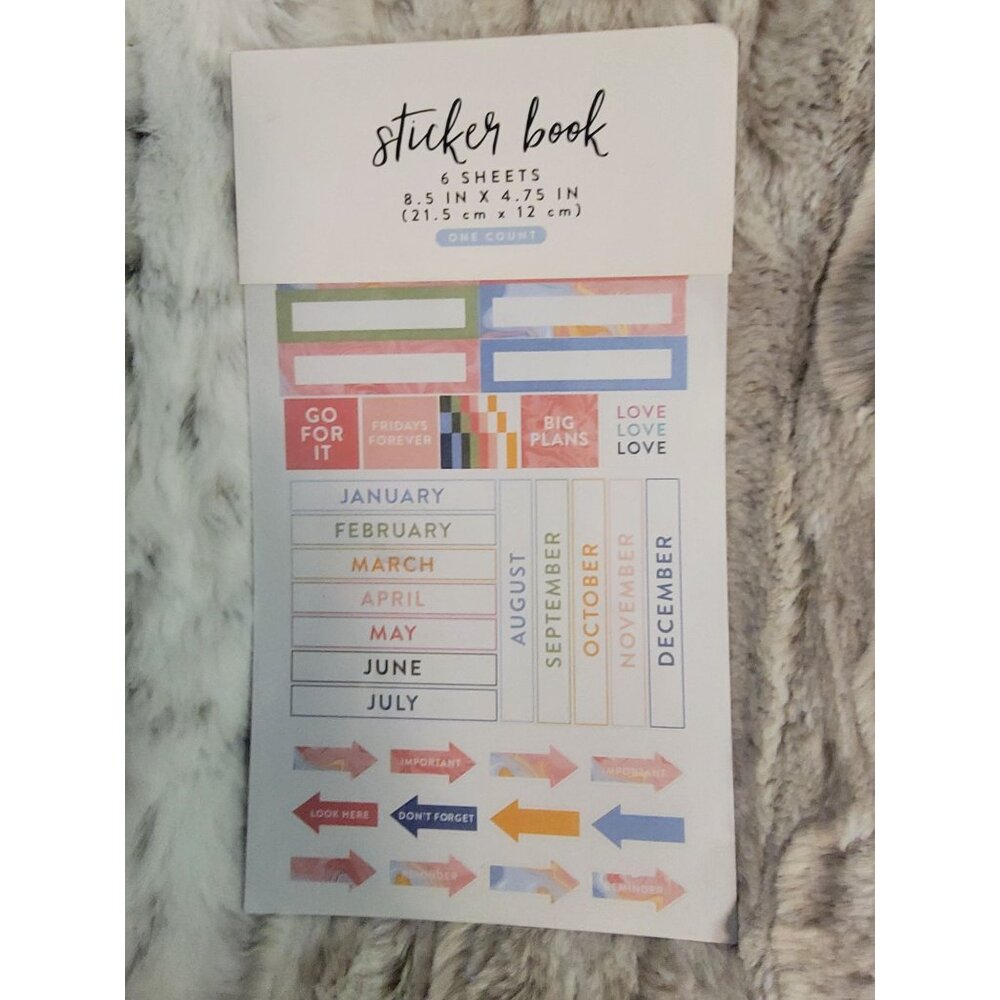 Sticker Book 6 Sheets‎ 8.5" X 4.75" Monthly & Alphabet Stickers
